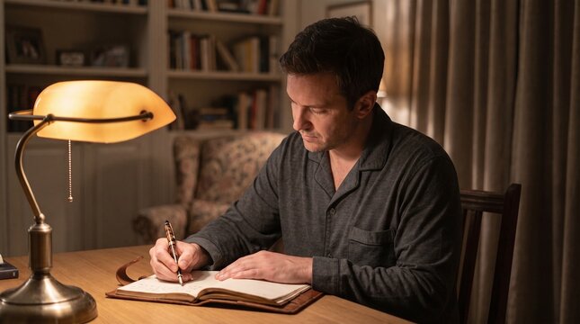 Cozy Morning Journaling in Soft Pajamas

