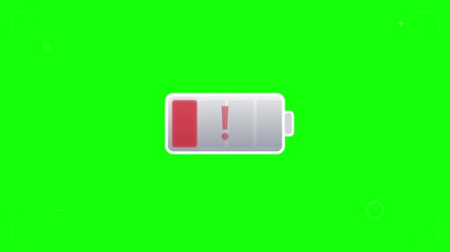 battery low warning alert green screen vector style