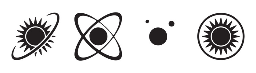 Atomic structure and solar system orbit icons depicting scientific concepts of physics and energy. © Akibuzzaman