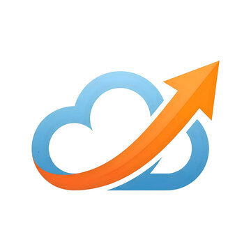 Cloud Computing Data Growth Logo Icon Vector Concept Isolated on Black Background