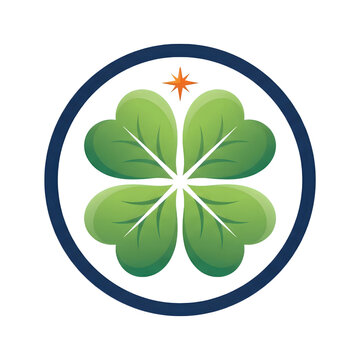 Four Leaf Clover Good Luck Nature Logo Icon Vector Concept Isolated on Black
