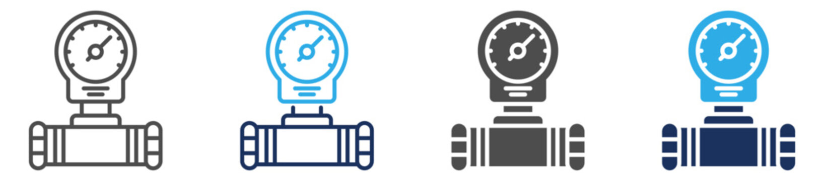 flow meter icon set multi concept