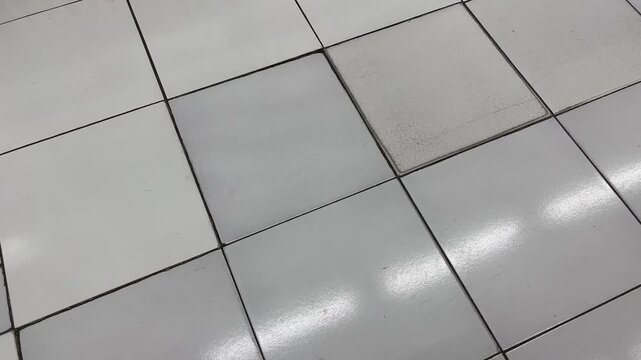 White ceramic tile floor pattern perspective background for interior design