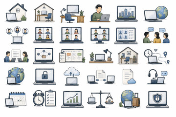Fototapeta premium Remote Work and Digital Workplace Icon