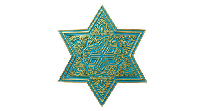 Ornate blue and gold hexagram star plaque featuring intricate filigree for home decor.