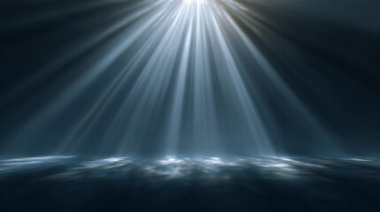 Obraz premium Bright Sun Rays Light Effect Beams Spreading Dark Background
