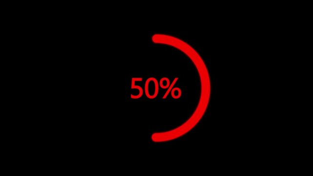 Science Loading white Circle Ring 1 to 100 in the loading ring icon animation . Loading Transfer Download Animation from one to one hundred percent.on screen black background
