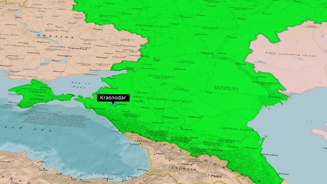 Krasnodar City Location Map Southern Russia Region Animation