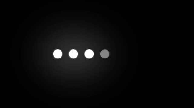 White glowing dots expanding and contracting animation on black background, minimalist loading icon concept