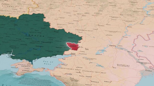 Luhansk Region Map Highlighted On Eastern Ukraine Animation