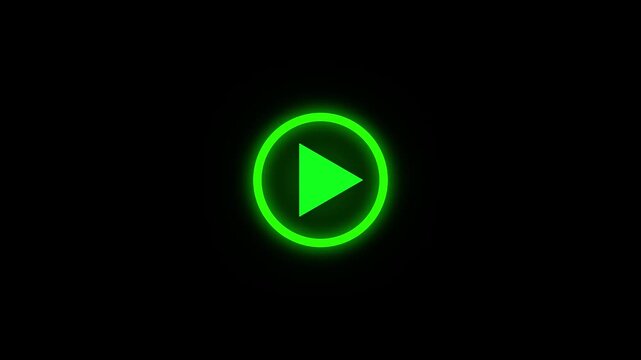 glow video play button icon animation screen black