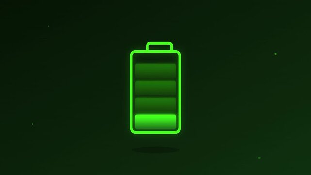 bouncing green battery level power vector animation