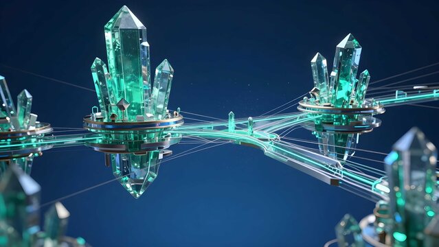 Sapphire blue digital environment featuring interconnected luminous geometric pathways
