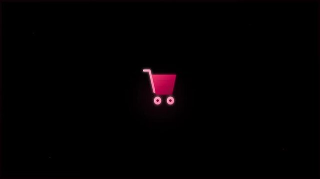 bouncing shopping cart icon on black screen