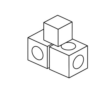 Three cubes with circles on sides