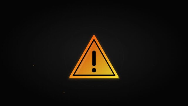 caution warning triangle animation bright orange and black