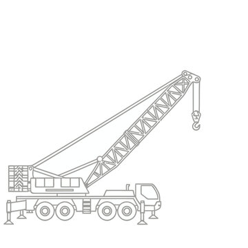 Mobile crane line art