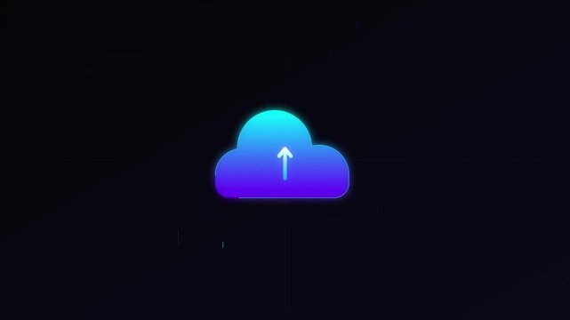 cloud upload sync icon cyber tech cyan theme