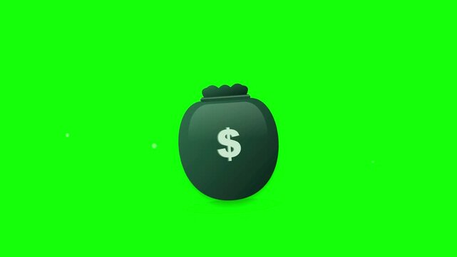 corporate emerald dollar money bag animation green screen