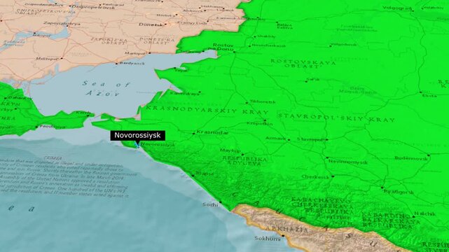 Novorossiysk Port City Location Map Black Sea Coast Animation