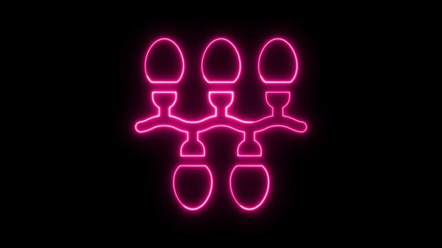 Bright pink neon glowing christmas light bulbs string icon on a dark black background.