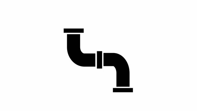 Black Pipe Corner Icon on White Background
