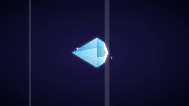 Crystal Blue Diamond Gemstone Icon Sparkling Graphic