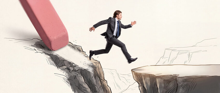 Businessman Overcoming Challenges on the Path to Success