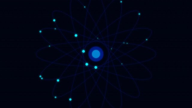 Plasma Blue Premium Quantum Atomic Orbitals Background - 4K Seamless Loop