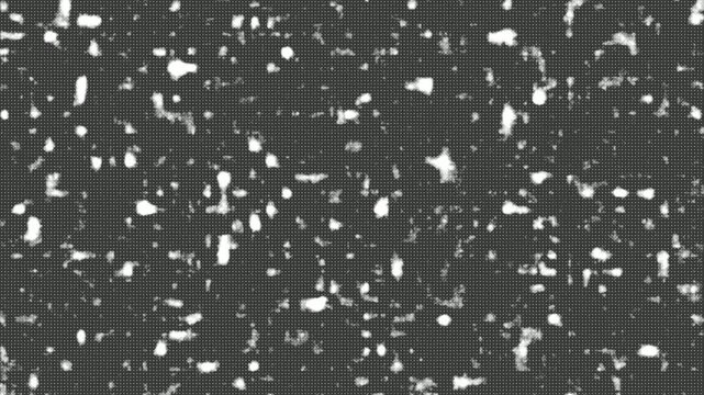 Random dots with flickering light animation on black background. Digital dots moving and forming a grid pattern. Halftone lighting ball dynamic random motion. Big data shining and fading softly.