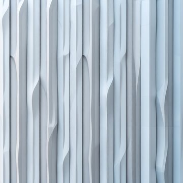 White parametric architectural wall panel texture with vertical wavy lines