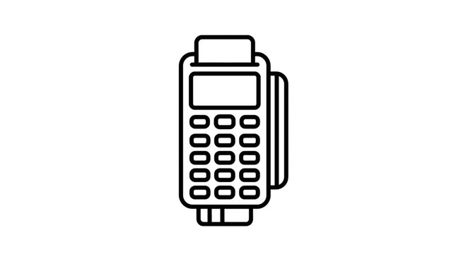Isolated payment terminal icon, credit card machine on transparent background