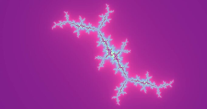 Fractal tree branch structure glows pink purple blue looping abstract animation