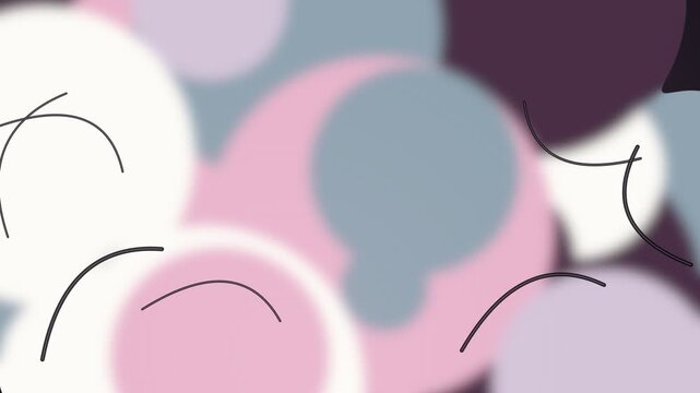 Abstract composition featuring overlapping soft circles and thin black lines