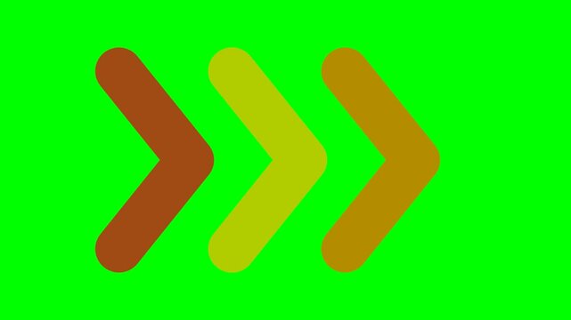 Three Gradient Colored Arrow Icons Progressing Forward Motion Graphic Element for Video Editing Projects