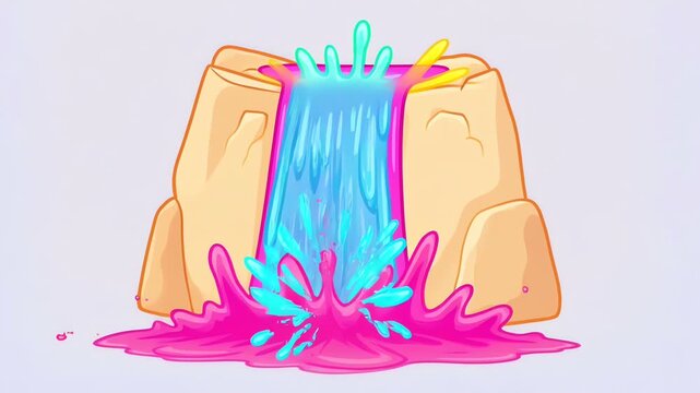 Cartoon colorful waterfall animation set for game assets