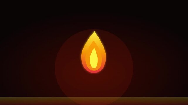 flickering fire energy icon on warm sunset orange