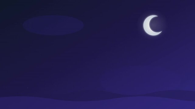 flickering white moon crescent night vector animation