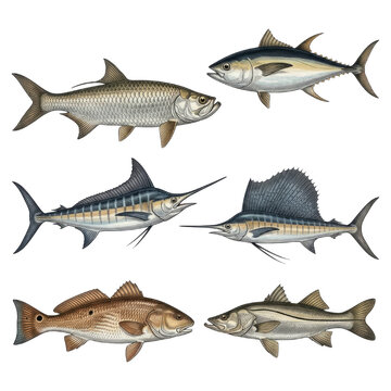 Multi-species saltwater fish collection for fishing enthusiast
