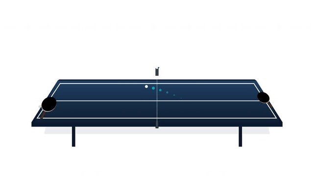 A 10-second premium 3D sports commercial showing a table tennis rally without players, ending in a powerful winning shot that morphs into a GAME ON title.
