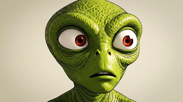 Green alien head with various facial expressions