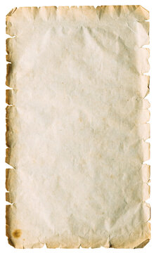 vintage aged paper texture with rough, torn, and burned edges isolated