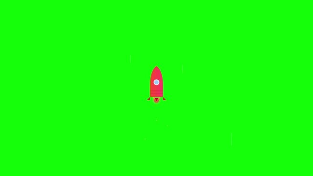 floating rocket launch startup business vector animation