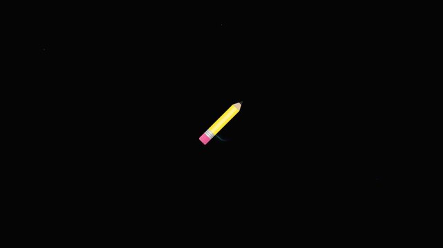floating yellow pencil edit icon on black screen