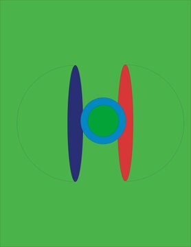 Abstract Colorful Vector Logo Design with Blue Red Shapes and Green Circle