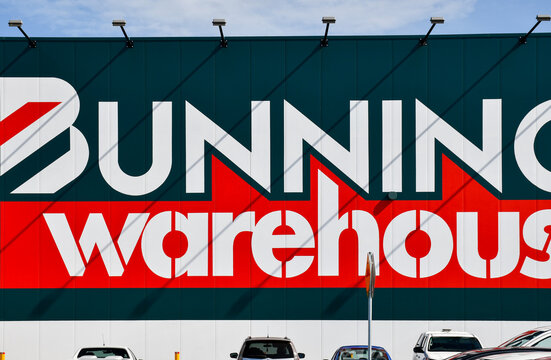 Bunnings Warehouse signage on frontage of hardware store in Australia