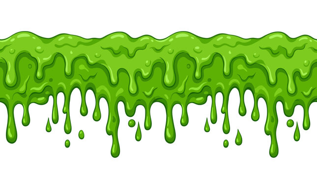 Seamless dripping and oozing green slime border pattern