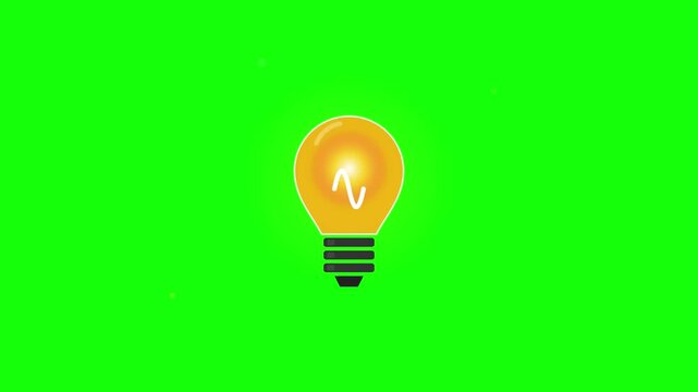 glowing idea lightbulb icon vibrant green screen