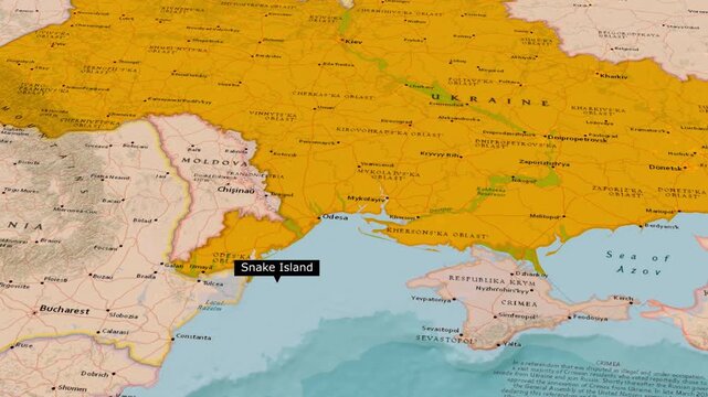 Snake Island Location Map Black Sea Near Ukraine Animation