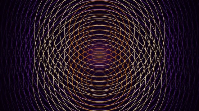 Concentric white circular rings forming a geometric pattern with red spots